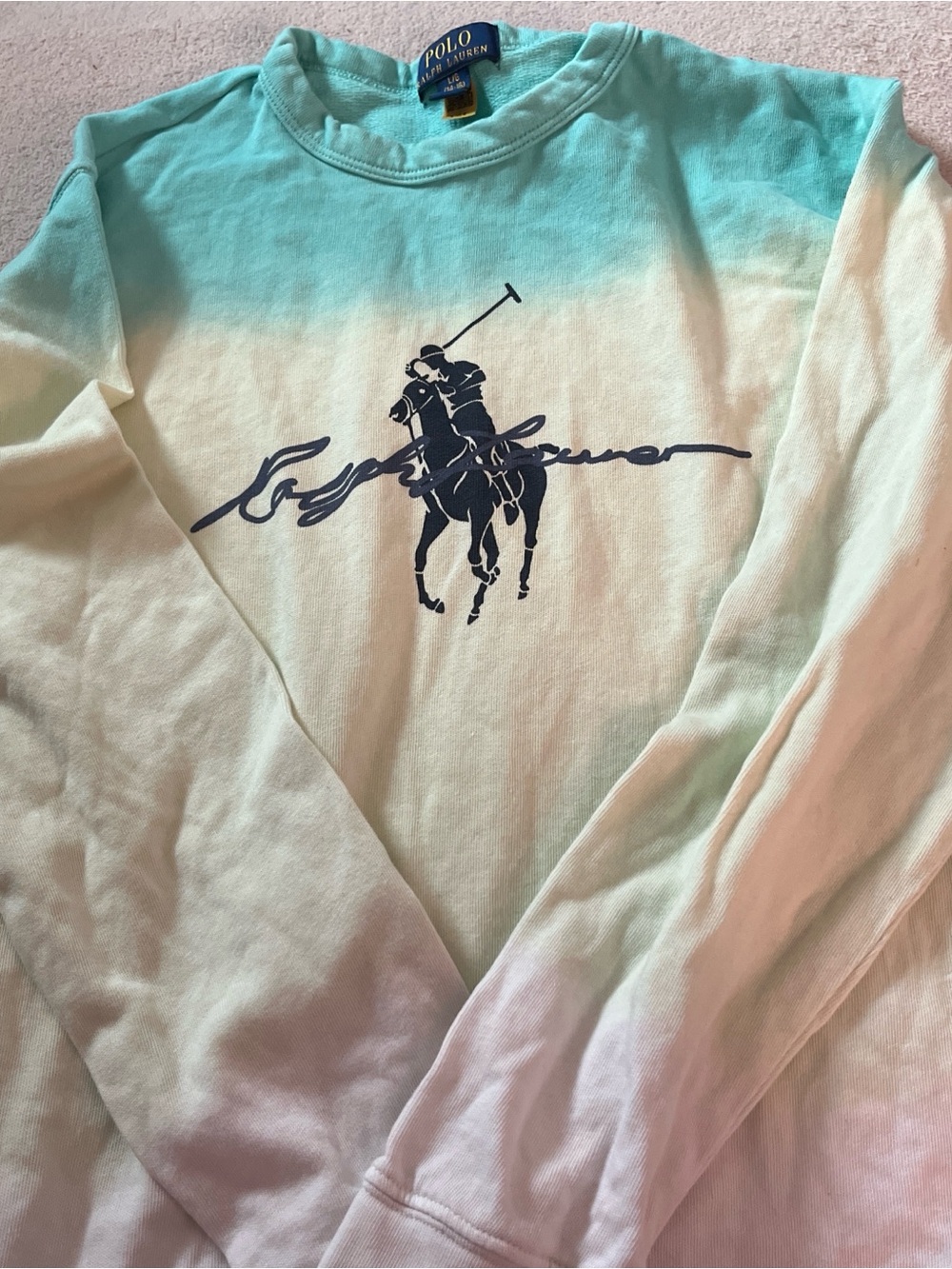 Polo by Ralph Lauren Mint Crewneck Sweatshirt with Navy Label